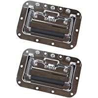 HMF 14992-09 - Juego de 2 asas abatibles con placa y resorte- 16 x 10-7 cm- color plateado